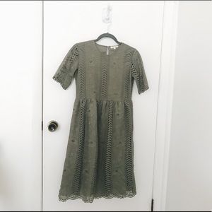 Roolee olive Sussex lace midi dress
